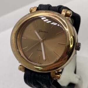 Womens Geneva Rose Fold Leather Cuff Strap New Battery